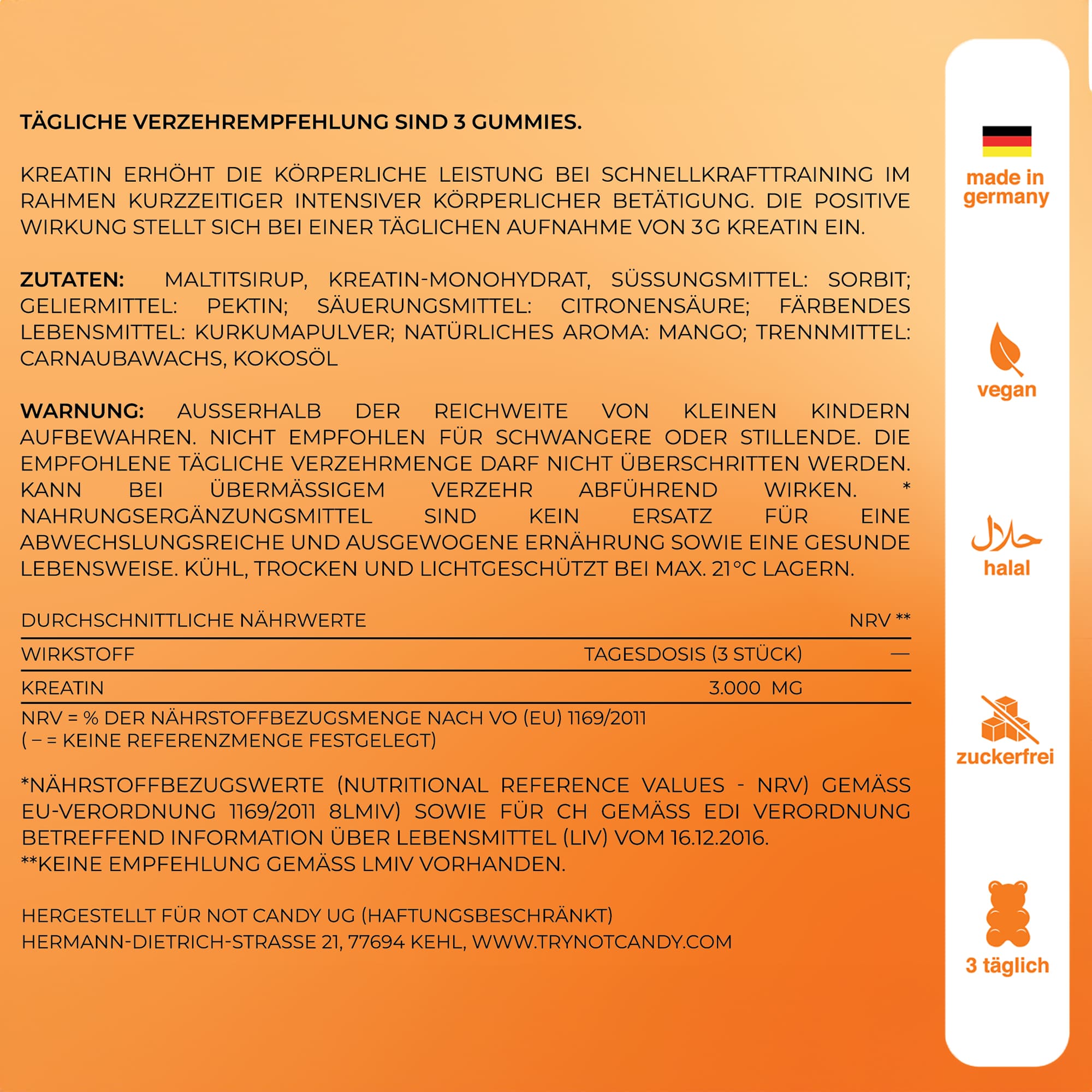 Kreatin Gummies Mango 90 Stück